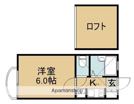 コーポラスK2(1K/1階)の間取り写真