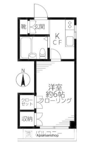 ドエル西村マンション(1K/4階)の間取り写真
