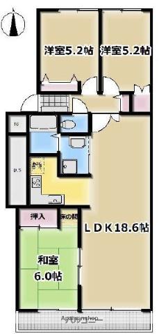 白鷺ハイム4号棟 2階階 間取り