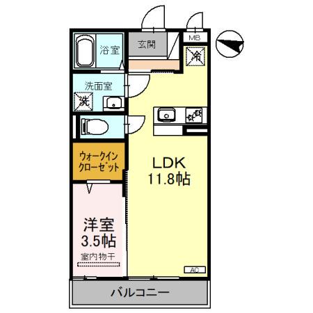 フェアレーン高野台Ⅱ(1LDK/2階)の間取り写真