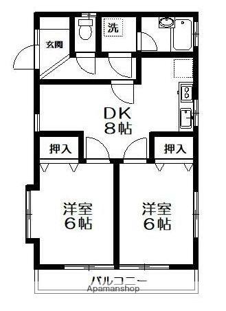 森田アパート(2DK/2階)の間取り写真