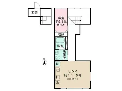 CIEL HIGASHIーSHINJUKU(1LDK/2階)の間取り写真