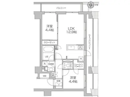 レジディア高円寺(2LDK/7階)の間取り写真