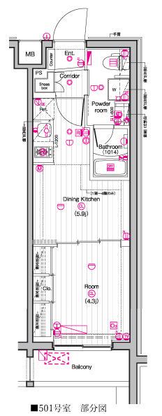 THE PREMIUM CUBE G 東中野 5階階 間取り