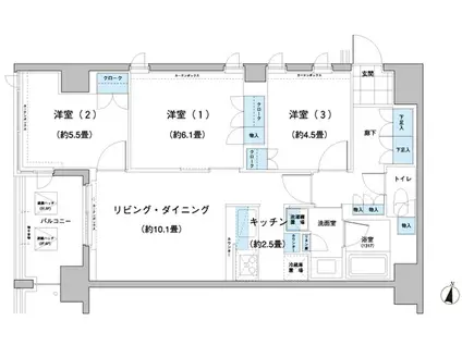 ガーデニエール砧レジデンス(2SLDK/3階)の間取り写真