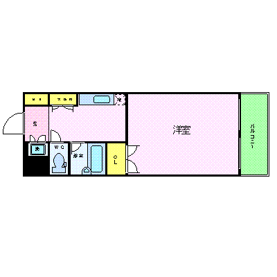 パレステュディオ新宿パークサイド(1K/2階)の間取り写真