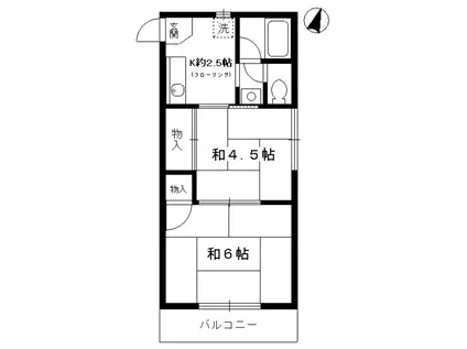 杉村ハウス(2K/1階)の間取り写真