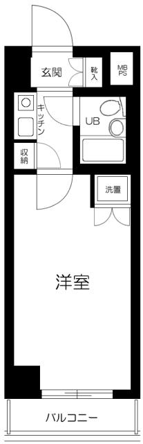 グローリア初穂桜台Ⅱ(1K/6階)の間取り写真