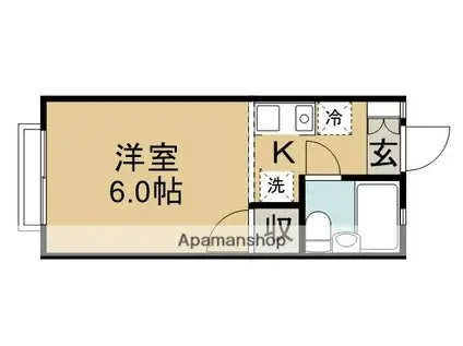 フォーブルミヤビ(ワンルーム/1階)の間取り写真