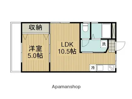 柿の木ハイツ(1LDK/3階)の間取り写真