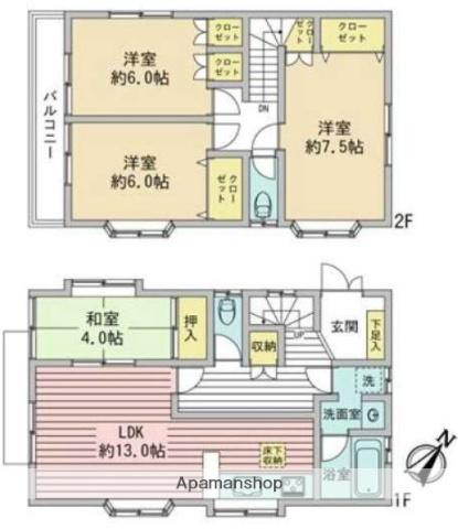 西武鉄道新宿線 下井草駅 徒歩7分 2階建 築24年(3SLDK)の間取り写真