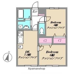 ニュータウン・パティオ(2DK/1階)の間取り写真