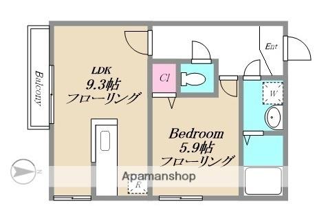 サン・ビエール(1LDK/1階)の間取り写真