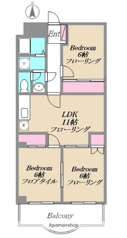 グランドールノブ(3LDK/3階)の間取り写真