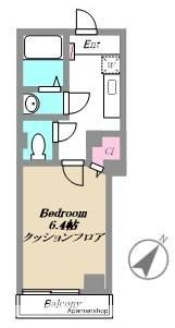 ソルビオス北千住(1K/2階)の間取り写真