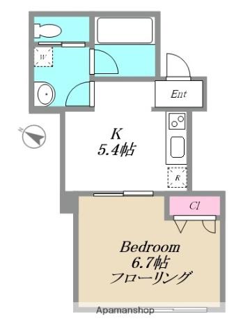ESPACIOWAKO(1K/1階)の間取り写真