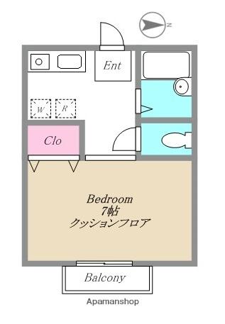 シャトル文庫(1K/2階)の間取り写真