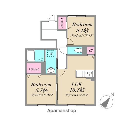 プリムローズ(2LDK/1階)の間取り写真