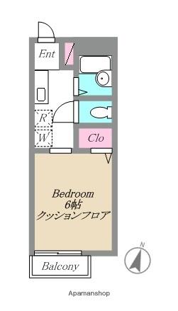 WINGウエスト(1K/2階)の間取り写真