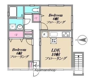 シーダーパレス(2LDK/1階)の間取り写真