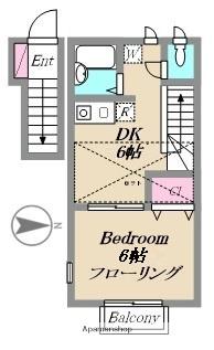 グリーンハイツⅡ(1DK/2階)の間取り写真