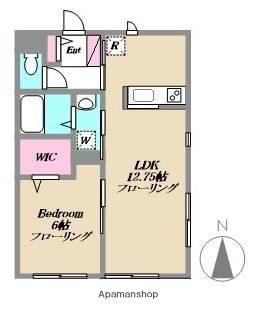 グリーンウッドロッジ(1LDK/1階)の間取り写真