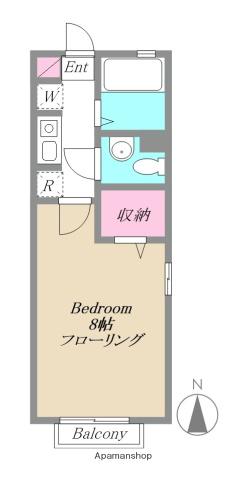 カーサソレアード(1K/2階)の間取り写真