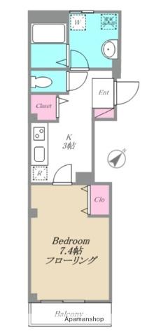 サングレイスⅡ(1K/3階)の間取り写真