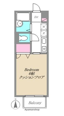 ウッドベル三軒茶屋(1K/2階)の間取り写真