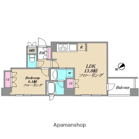 リビオ五反田プラグマGタワー(1SLDK/17階)の間取り写真