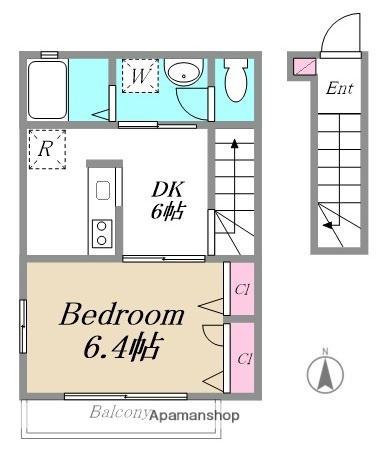 CASA DI ARANCIA(1DK/2階)の間取り写真