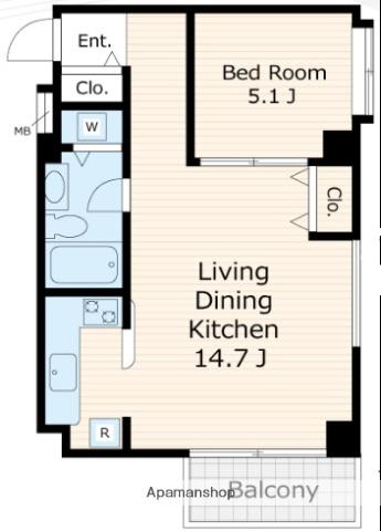 ファーストアパートメンツ三田(1LDK/3階)の間取り写真