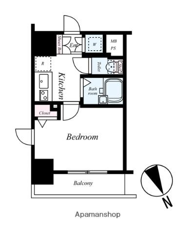 パークウェル麻布十番(1K/6階)の間取り写真