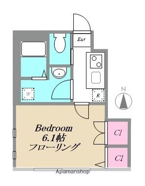 ヴィーボヌール(1K/1階)の間取り写真