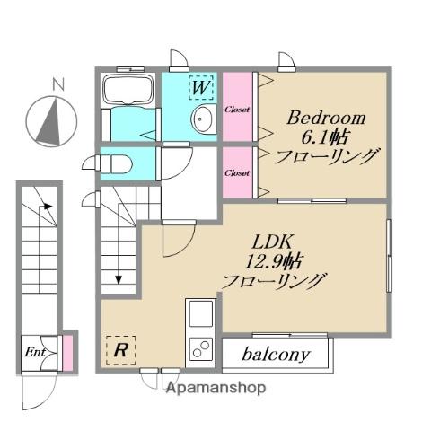 CASAあずま(1LDK/2階)の間取り写真