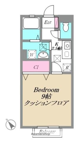 メテオールモモセ(1K/1階)の間取り写真