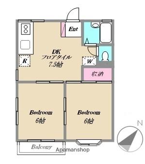 クレストA棟(2DK/1階)の間取り写真