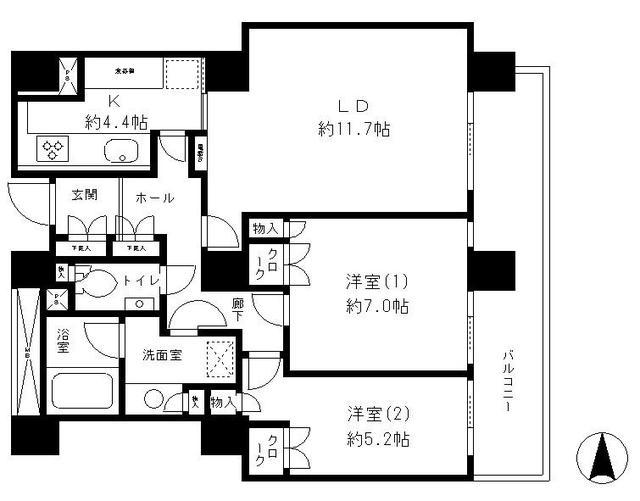 リバーポイントタワー 3階階 間取り