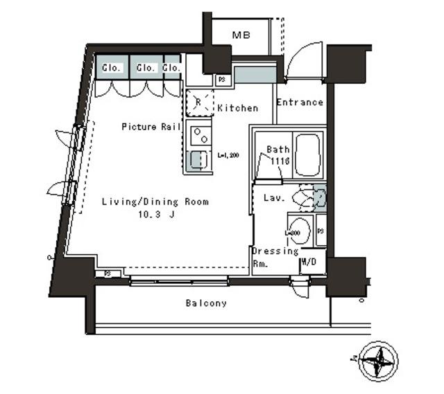 パークアクシス本郷の杜(1K/7階)の間取り写真