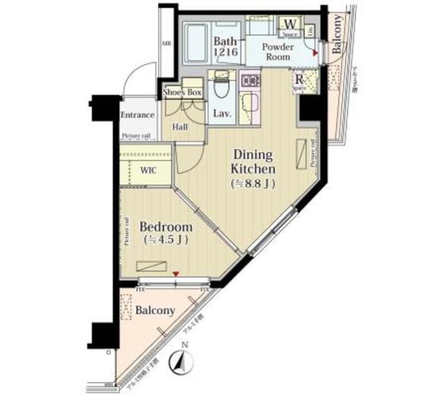 パークアクシス自由が丘テラス(1LDK/2階)の間取り写真