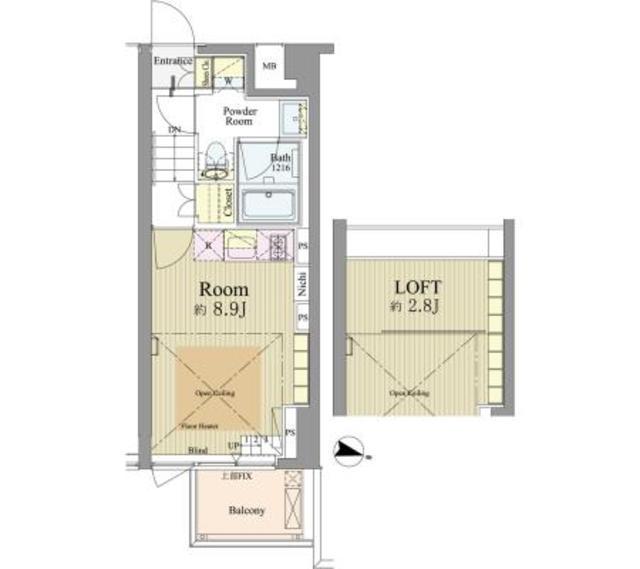 神楽坂南町ハウス(ワンルーム/1階)の間取り写真