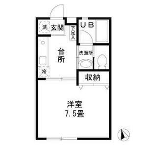 カーサ・フェリーチェ谷中(1K/1階)の間取り写真