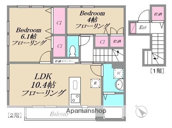 BLAN GIA(2LDK/2階)の間取り写真