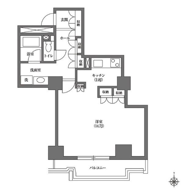 文京グリーンコートビュータワー本駒込(ワンルーム/11階)の間取り写真