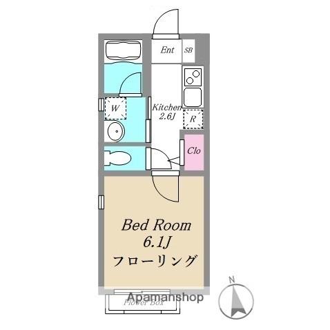 ロッソ・エ・ブル(1K/2階)の間取り写真