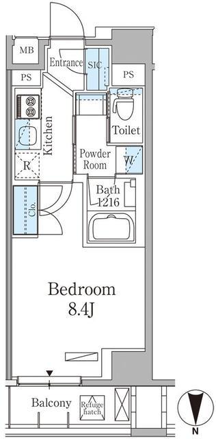 THE AXIS KOJIMACHI(1K/2階)の間取り写真