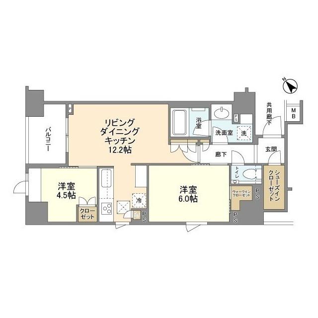 リビオレゾン月島ステーションプレミア(2LDK/13階)の間取り写真