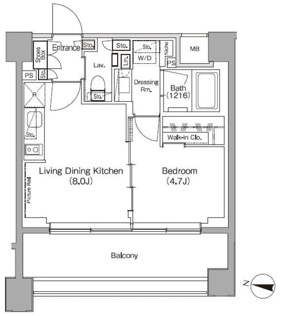 ザ・パークハビオ代々木初台(1LDK/9階)の間取り写真