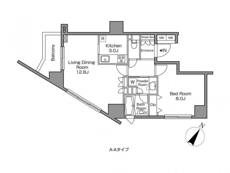レジディアタワー中目黒(1LDK/14階)の間取り写真
