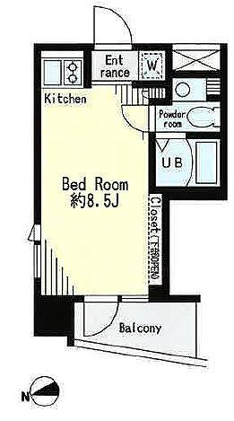 レジディア市谷薬王寺(ワンルーム/6階)の間取り写真